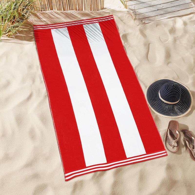 Superior Cabana Stripe Oversized Cotton Beach Towel (Set of 2)