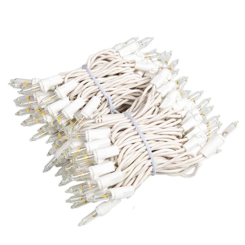 100 Light Traditional LED Christmas Mini Light Set, Patio Lights, Green wire, 22’