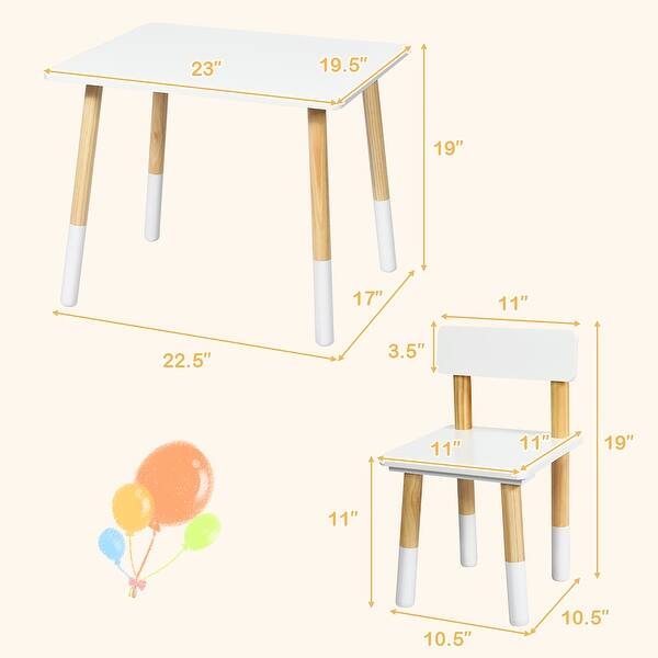 Costway Kids Wooden Table & 2 Chairs Set Children Play Activity Table - See details