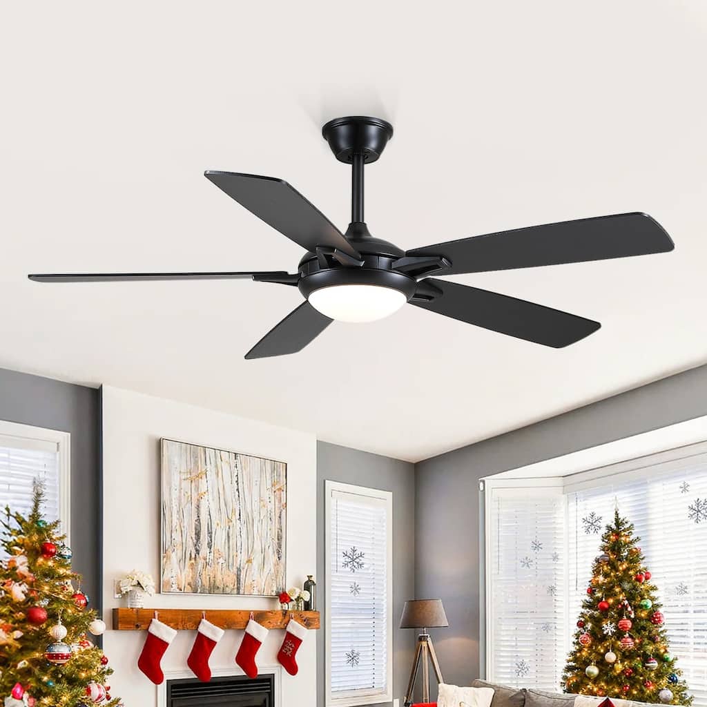 52" Modern Ceiling Fan with Light and Remote 5 Plywood Blades 3 Color LED for Bedroom Living Room Patio - 52 Inches