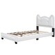 preview thumbnail 7 of 5, White Cute Pine Wood Upholstered Platform Bed, Cartoon Ears Headboard, Sturdy Construction
