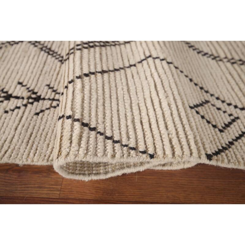 All-Over Trellis Moroccan Area Rug Handmade Wool Carpet - 5'7"x 9'4"