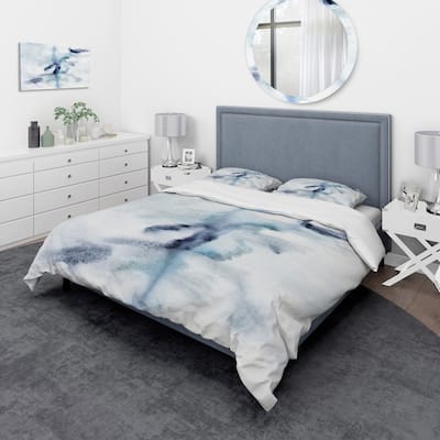 Designart 'Abstract Of Dark Blue Clouds V' Modern Duvet Cover Set