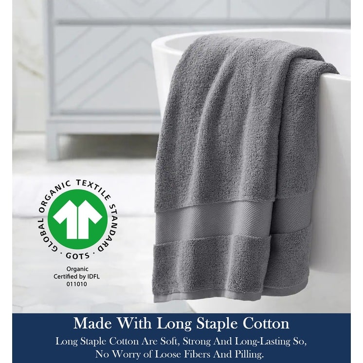 Delara Organic Cotton Luxuriously Plush Bath Towel, GOTS & OEKO-TEX Certified, 650 GSM Long Staple, Quick Dry & Ultra-Absorbent