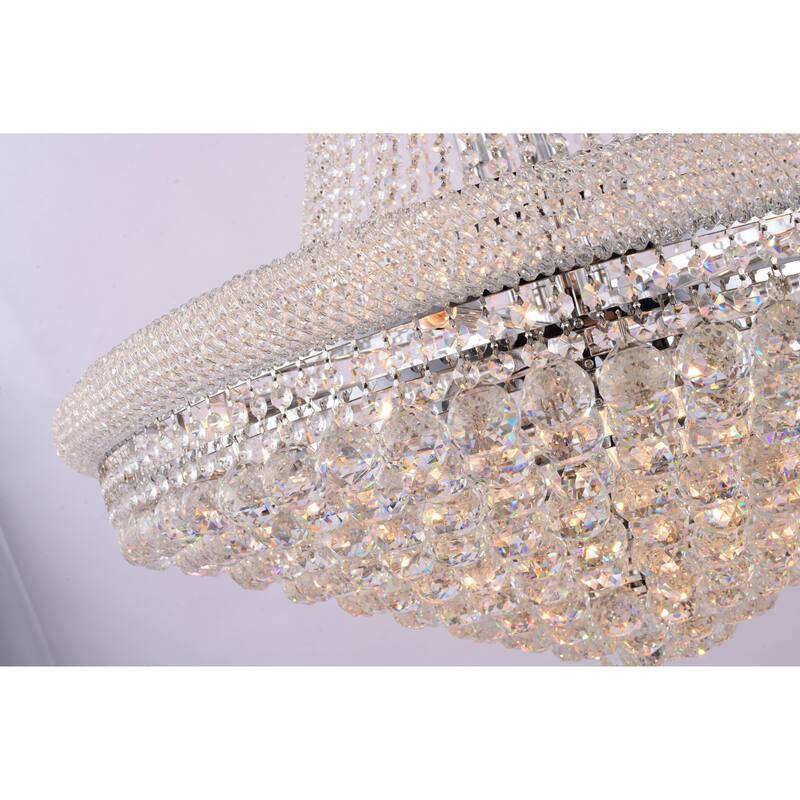 32-Light Chrome Chandelier With Clear Crystal Accents