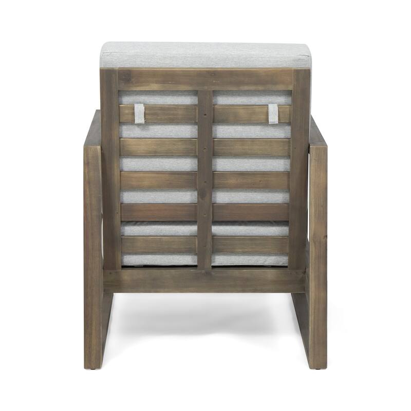 Roomfitters Modern Outdoor Wooden Club Chair with Clean-Line Frame and Weather-Resistant Cushions