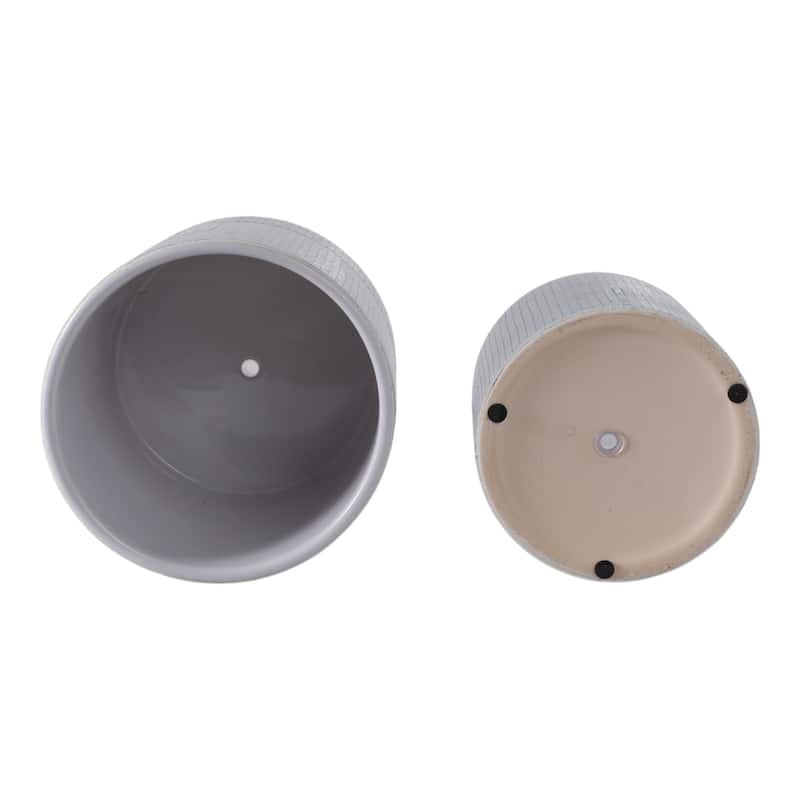 Stoneware Mirrored Tile Metallic Planters (Set of 2) - 7", 6" Silver - 7" x 7" x 7"