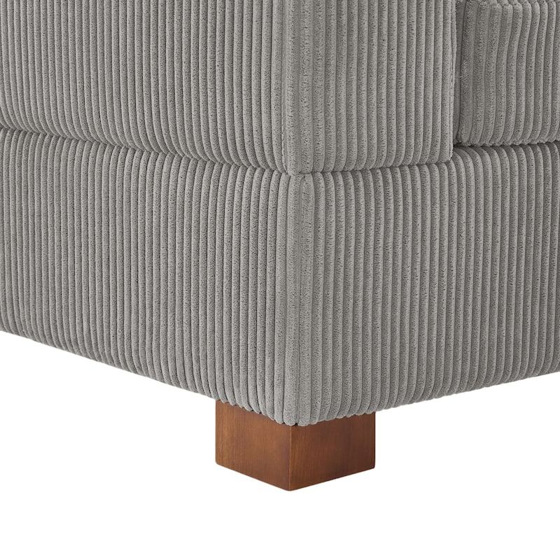 Modern L-Shaped Corduroy Modular Sectional Couch Sofa with Pillows