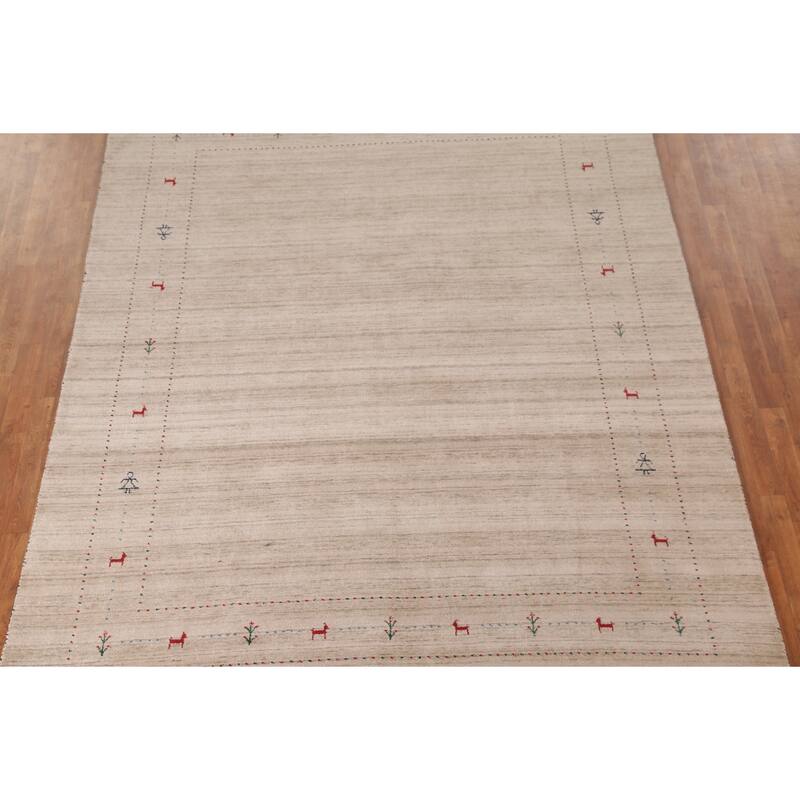 Striped Gabbeh Indian Area Rug Handmade Wool Carpet - 7'10"x 9'9"