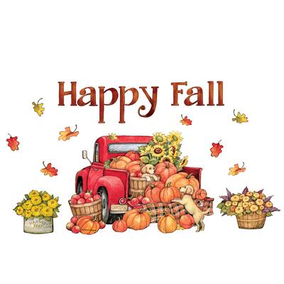 Happy Fall Dogs and Vintage Truck Garage Door Magnet - NO SIZE