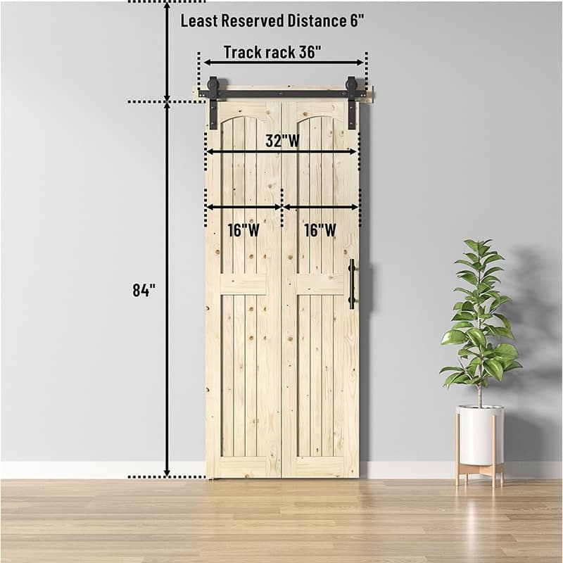 Coast Sequoia Arch Top 30in./36in./48in./60in./72in./96in. x 84in. Knotty Pine Wood Unfinished Bi-Fold Door With Hardware Kit