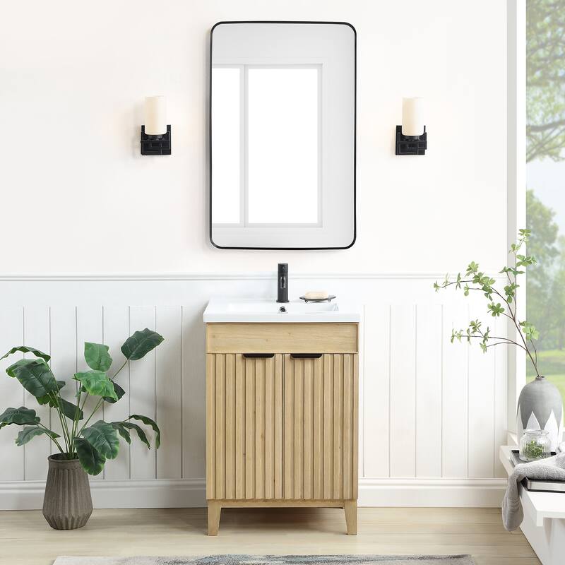 Palos Single Bath Vanity with Ceramic Basin Top without Mirror