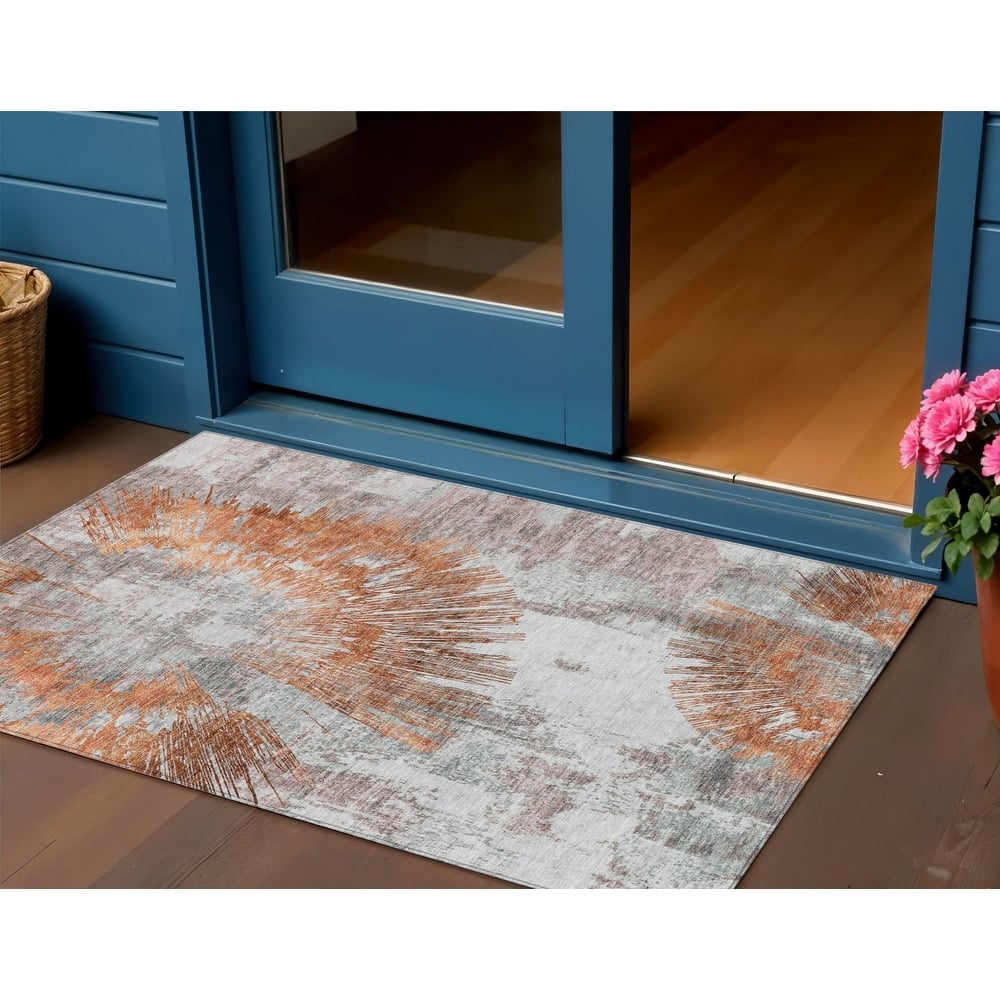 HomeRoots Abstract Transitional Rectangle Outdoor Rug