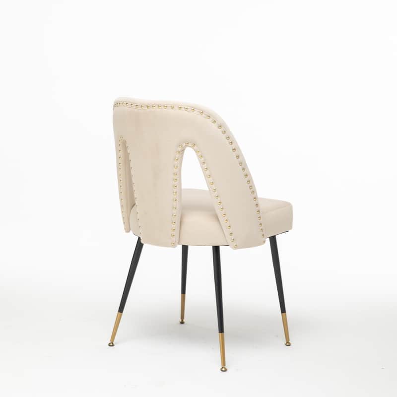 Velvet Upholstered Dining Chair with Nailheads