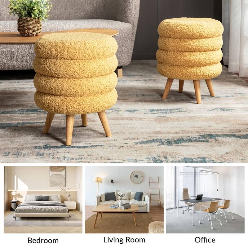 Deonicio 15.7" Wide Ottoman with Solid wood Legs, Set of 2