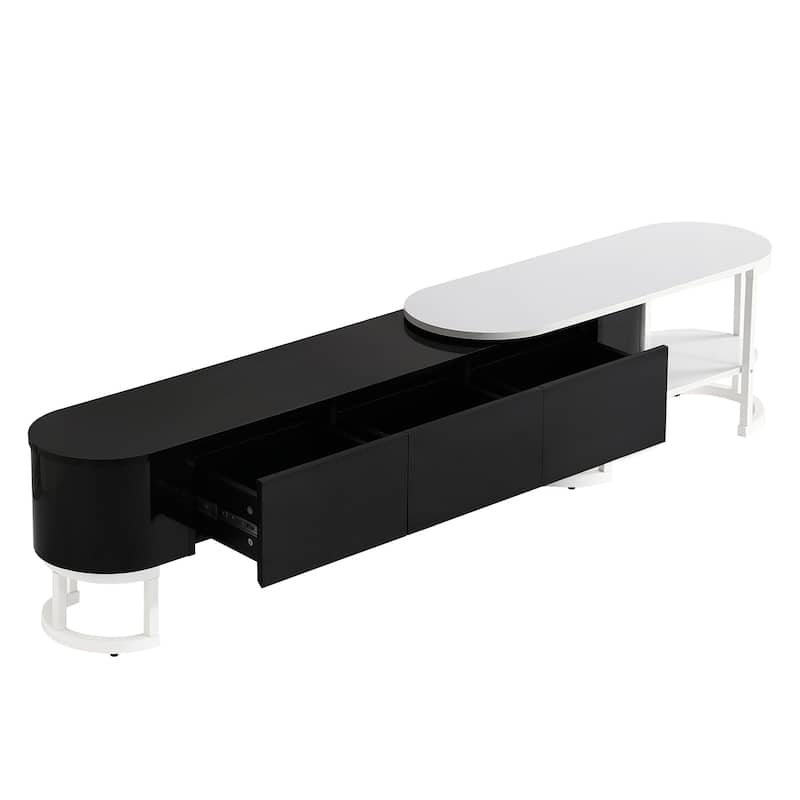 67.7"-76.4" Extendable TV Stand for TVs up to 75'', Media Console Table w/ 3 Drawers, TV Media Center w/ Adjustable Legs