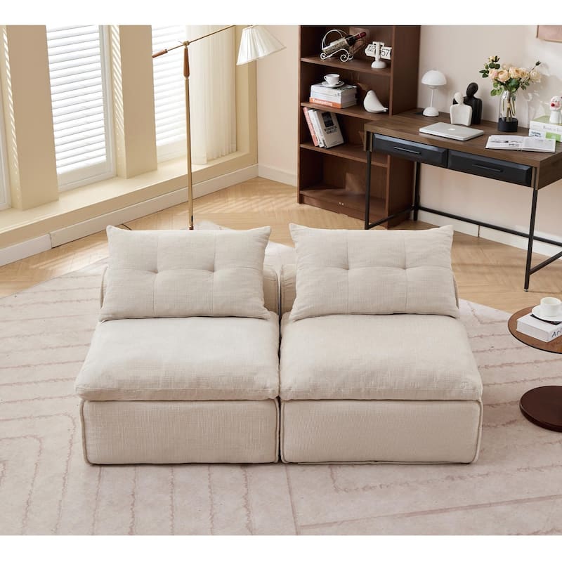 66" Upholstered 2-Seater Sofa with Neck & Waist Pillows