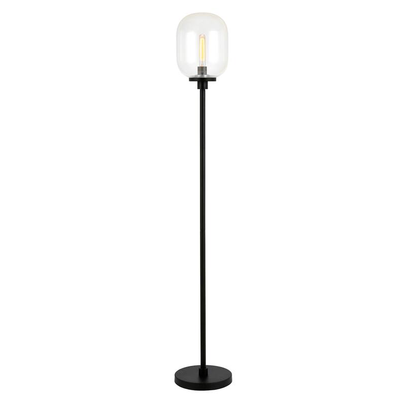 Agnolo Handmade Seeded Glass Blackened Bronze Floor Lamp