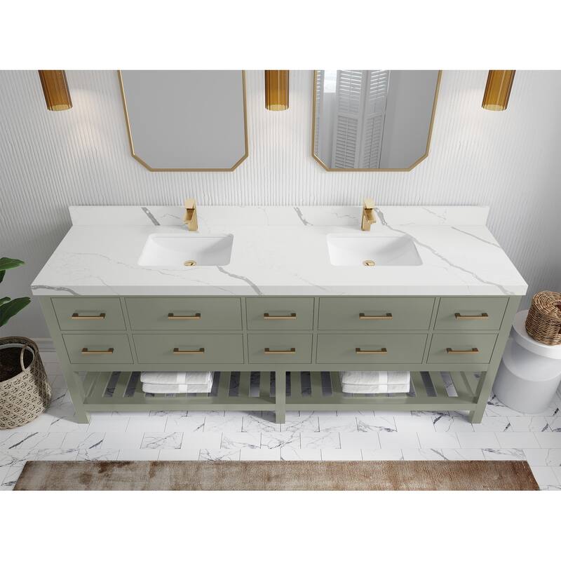 Willow Collections 84 in. W x 22 in. D Parker Double Sink Bathroom vanity with Regular Countertop