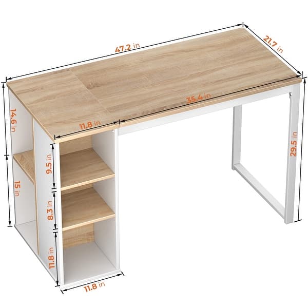 Computer Desk with Storage, Home Office Desk with Shelves, Simple ...