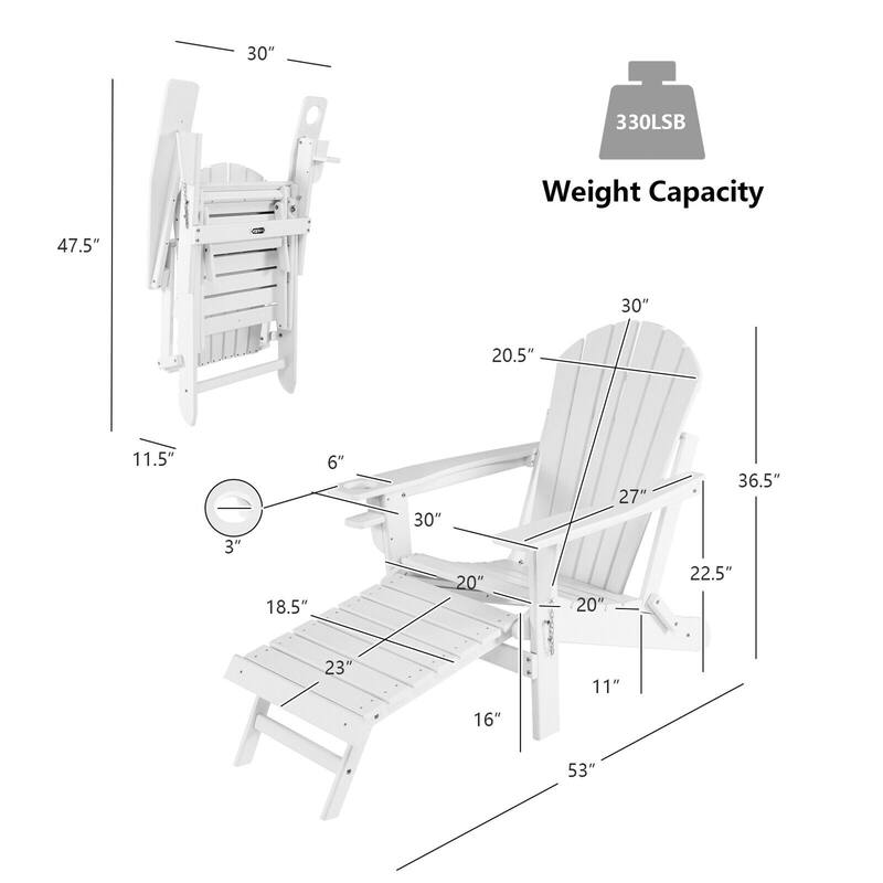 Gymax 2PCS Folding Adirondack Chair HDPE Patio Lounge Chair w/