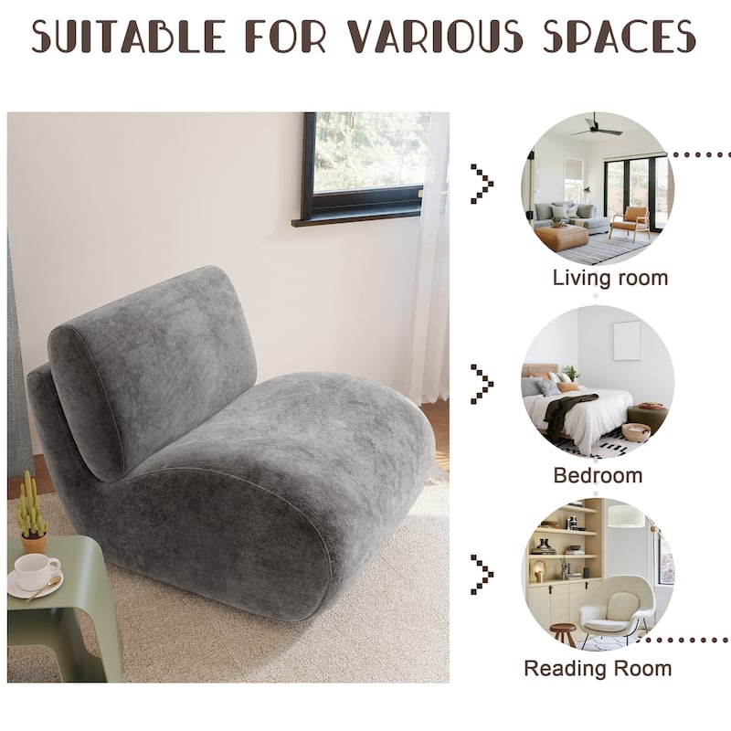 33'' W Swivel Armless Sponge Filling Bean Bag Accent Chair Lounger