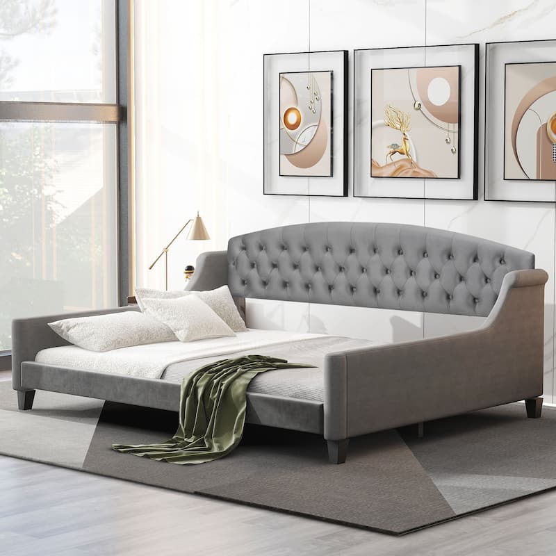 Modern Luxury Tufted Button Daybed, Full - Grey