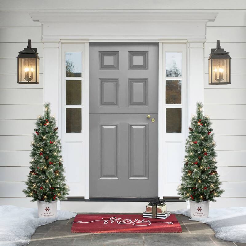 Puleo International 4.5' Pre-Lit Potted Pine Artificial Christmas Tree