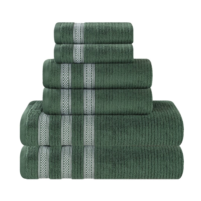Superior Brea Zero Twist Cotton Ribbed Modern 6 Piece Bathroom Towel Set