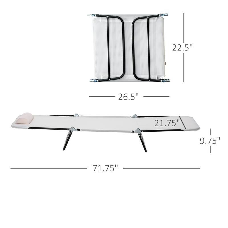 Outdoor Foldable Chaise Lounge Chair Pool Mesh Seat with Adjustable Backrest and Padded Headrest for Beach Yard Patio