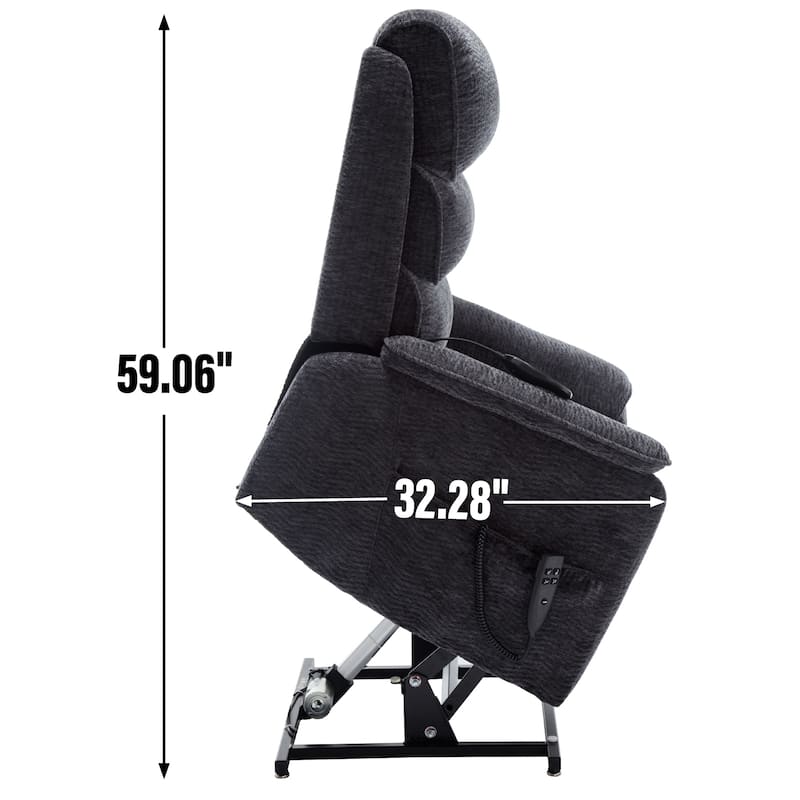 Casual Chenille Dual Motor Power Lift Recliner Chair for Elderly, Electric Sofa Chair with Heat Massage, Lving Room Single Sofa