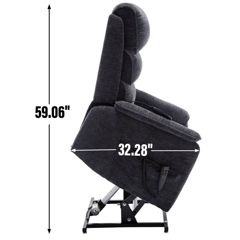 Chenille Dual Motor Infinite Power Lift Recliner Chair with Power-Remote, Heat Massage and Heavy Duty Motion Mechanism