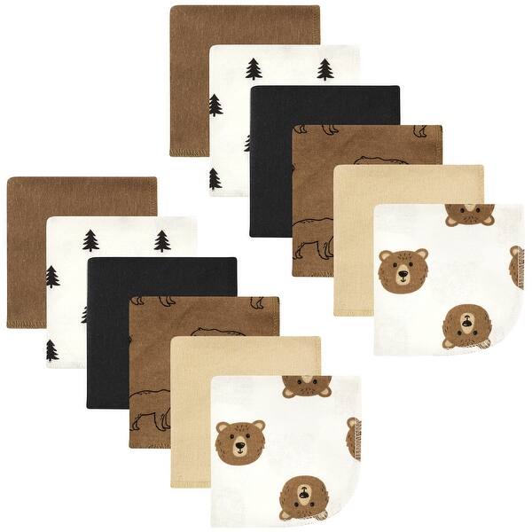 slide 1 of 1, Hudson Baby Flannel Cotton Washcloths, Brown Bear 12 Pack, One Size - Brown Bear 12 Pack - One Size One Size - Brown Bear 12 Pack