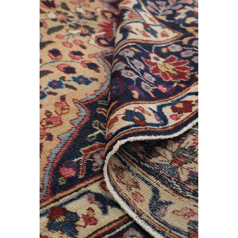 Hand Knotted Oriental 100% Wool Carpet Traditional Floral Brown Mashad Area Rug - 12' 5'' X 8' 8''