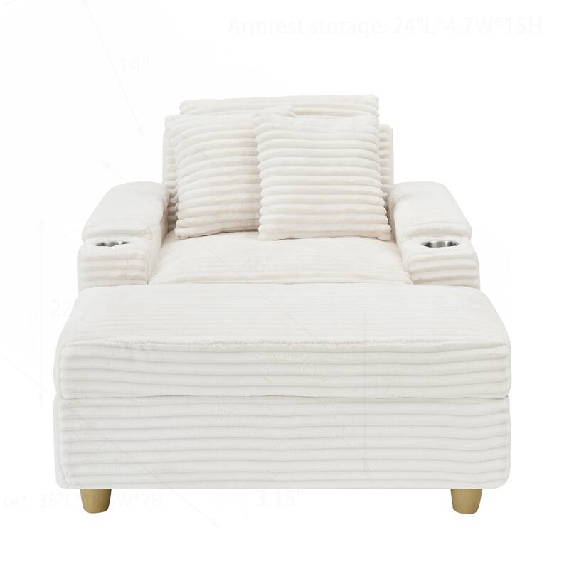 Comfortable Corduroy Sofa with Multiple Pillows and Storage Options