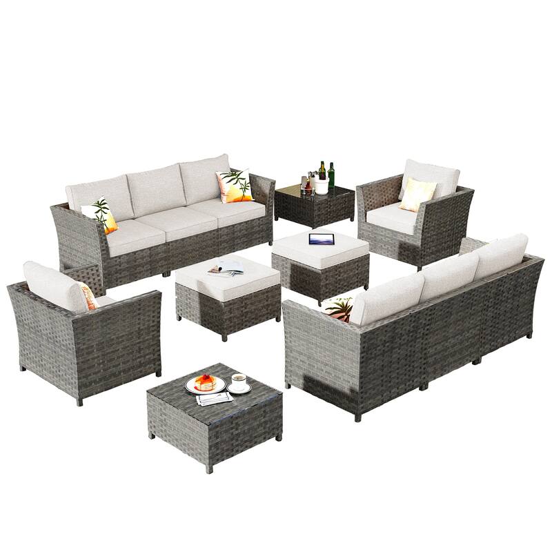 HOOOWOOO 12-piece Wicker Outdoor Sectional Sofa Set with Coffee Table
