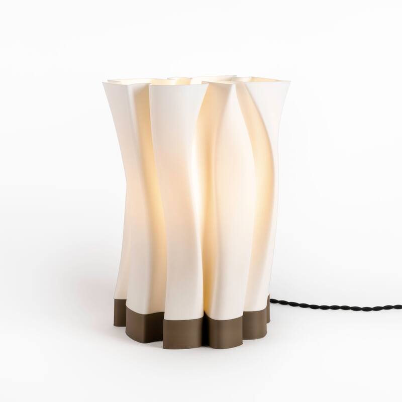 Flame 13.5" Modern Bohemian Plant-Based PLA 3D Printed Dimmable LED Table Lamp, by JONATHAN Y