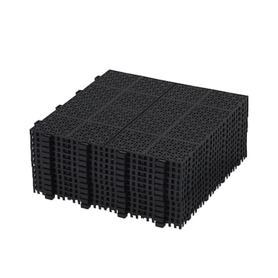 12 x 12 Inch Interlocking Deck Tiles Plastic Waterproof Outdoor All Weather Anti-slip Weight Capacity Upto 6613 LBS, Pack of 12