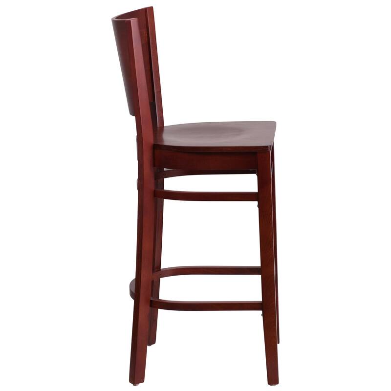 2 Pk. Lacey Series Solid Back Wooden Restaurant Barstool - 16.75"W x 18"D x 43.5"H - 16.75"W x 18"D x 43.5"H
