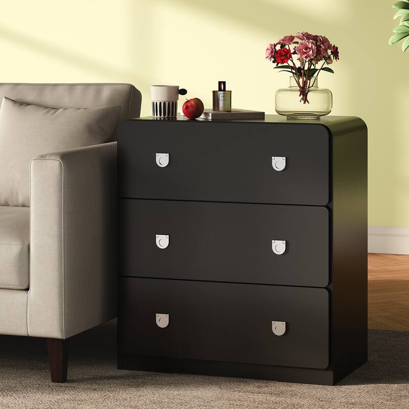 Painted 3-Drawer Nightstand for Bedroom - Black