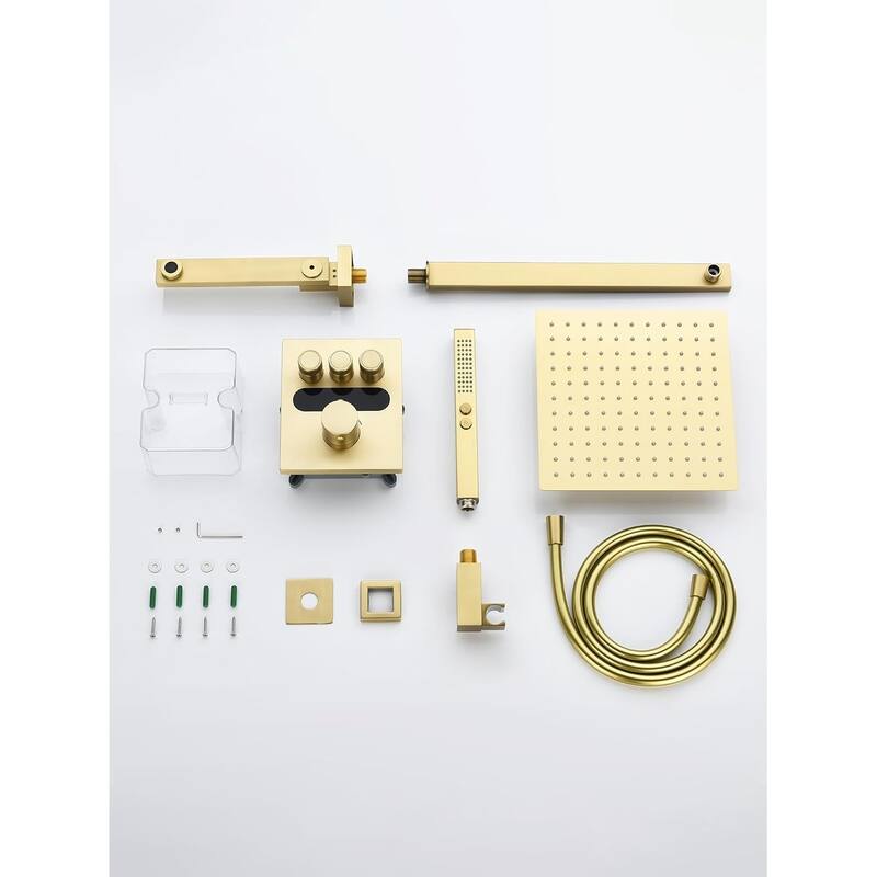 Lefton Shower System in Fahrenheit Display, 10” Overhead Shower Head with Handheld Spray Showerhead and Bathtub Faucet, SSWM2502