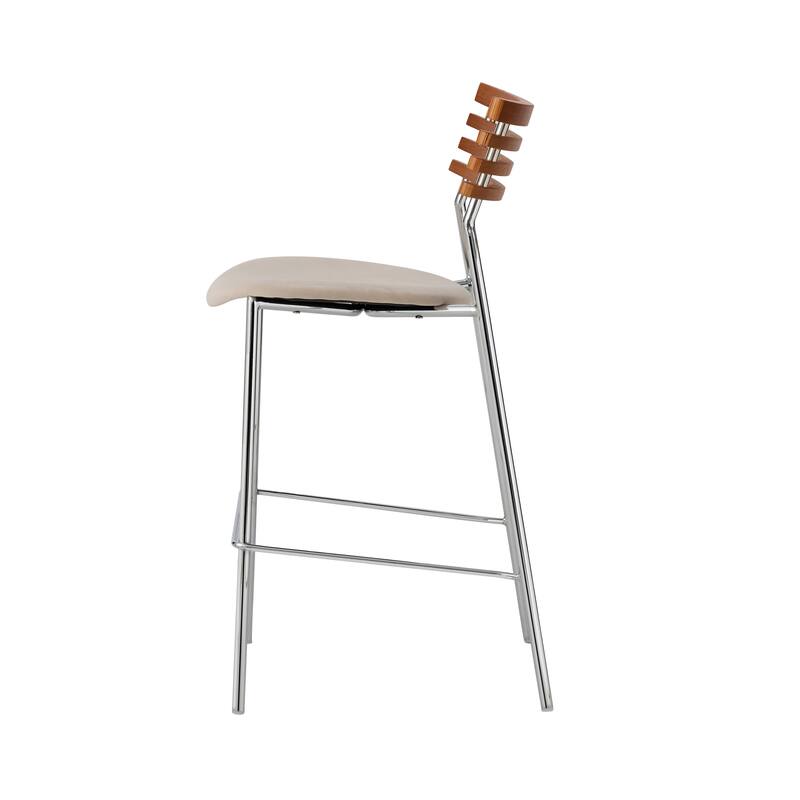Pasargad Home Saga Bar Stool Set of 2, Beige/Brown - W17.9"xD19.3"xH35.4"