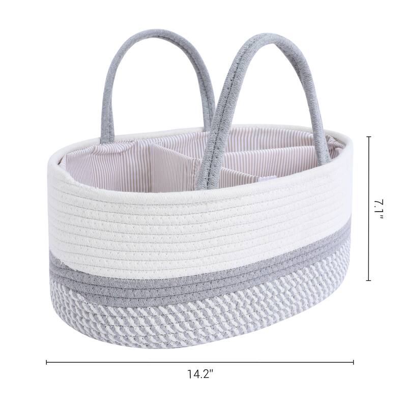 1Pcs Woven Storage Basket, Shelf Closet Storage Bin for Blankets - 14.2x9.1x7.1" - Grey