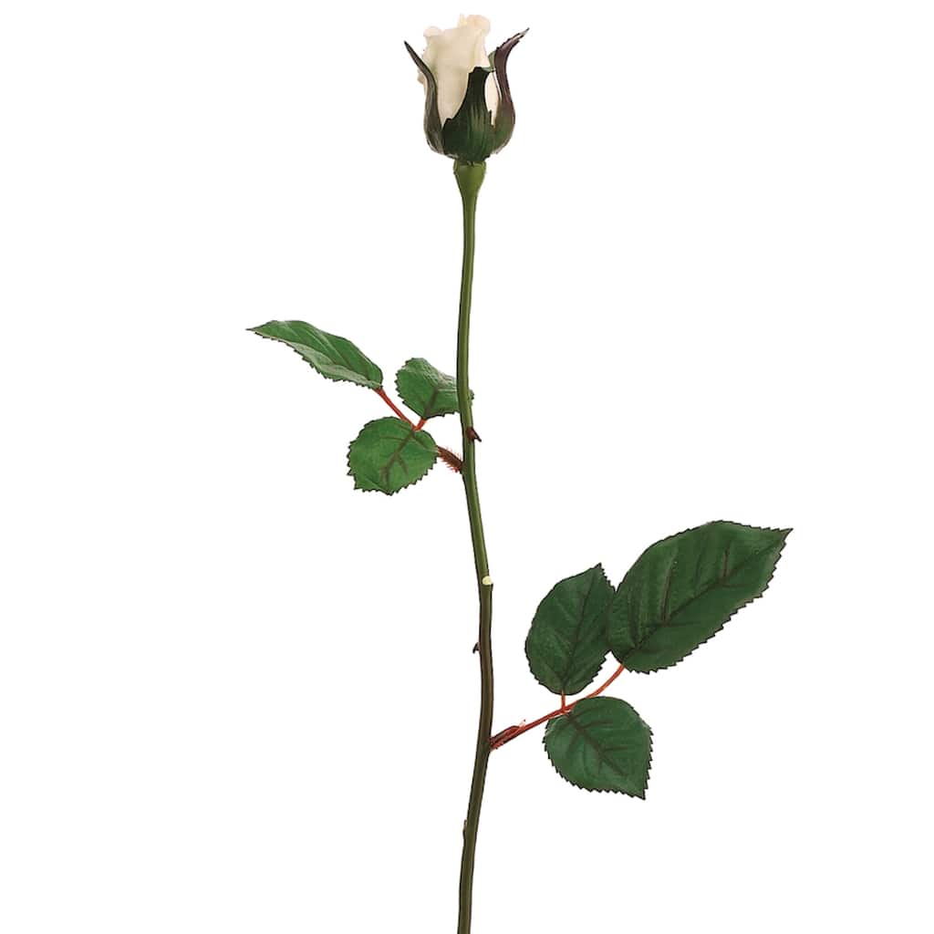 Long Stem Single Rose Bud Artificial Floral Spray - 23" - Off White