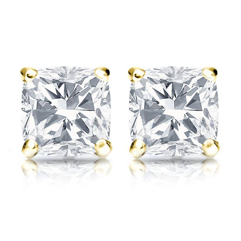 Auriya 14k Gold 2ctw Cushion Cut Diamond Stud Earrings Martini-set (H-I, SI1-SI2)
