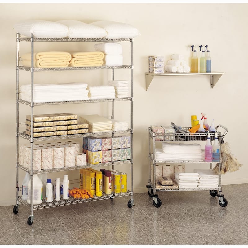 Seville Classics 48 in W x 18 in D x 72 in H, UltraDurable Commercial-Grade 6-Tier Steel Wire Shelving with Wheels