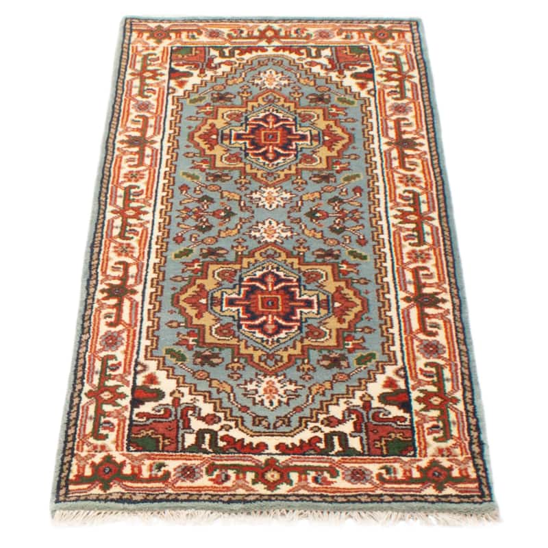 ECARPETGALLERY Hand-knotted Serapi Heritage Light Blue Wool Rug - 2'7 x 5'10