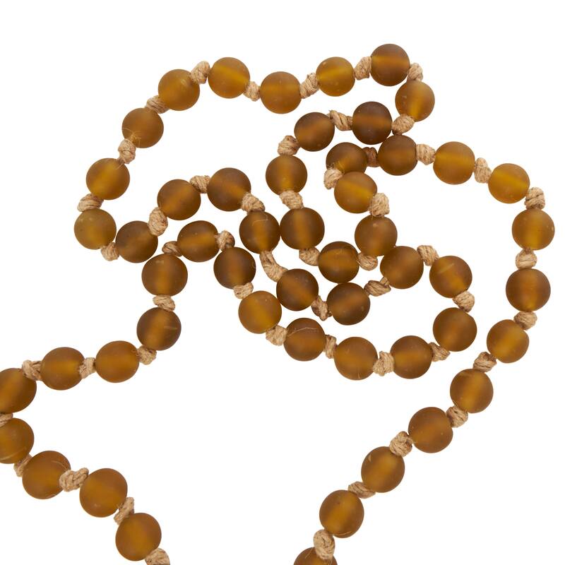 Glass Handmade Round Long Beaded Garland with Tassel with Knotted Brown Jute