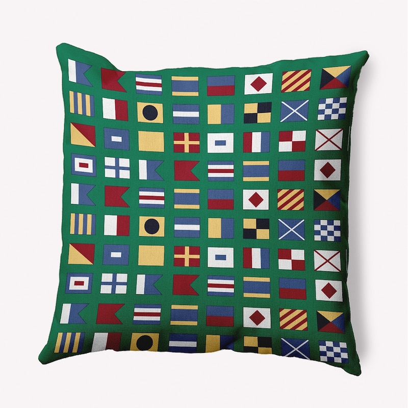 Nautical Flags Decorative Throw Pillow - 20" x 20" - True Mint