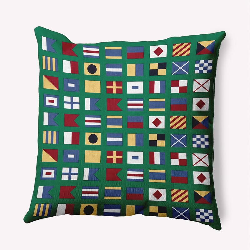 Nautical Flags Indoor/Outdoor Throw Pillow - True Mint - 16" x 16"
